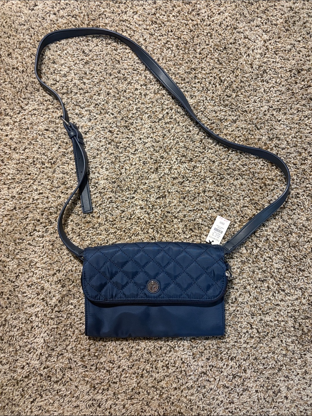 Talbots Quilted Navy Crossbody Shoulder Bag